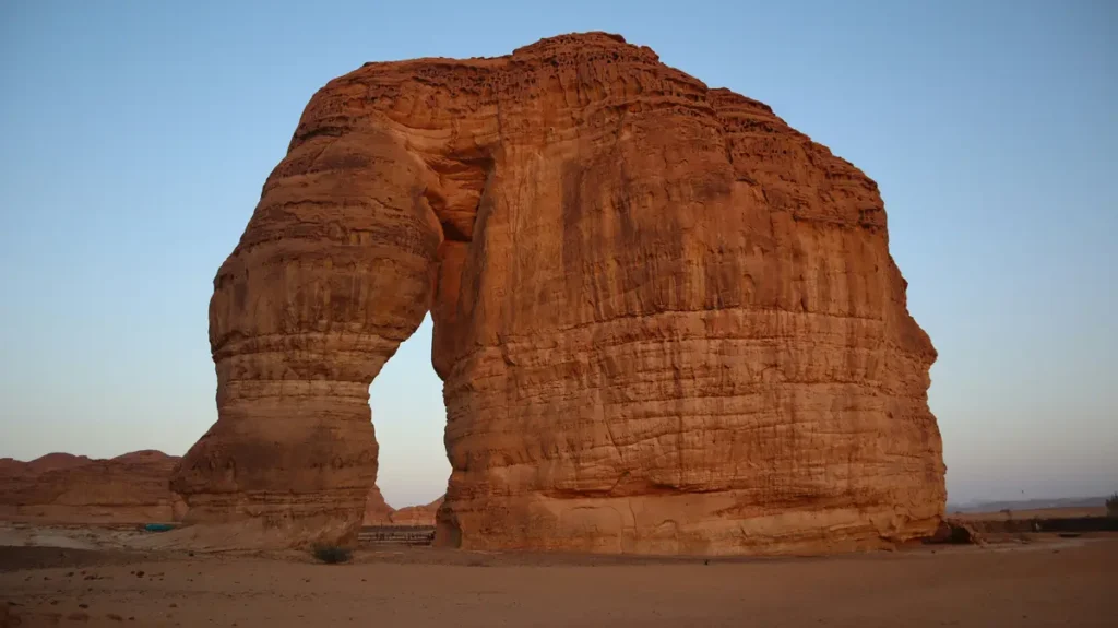 Large rock formation in the desert in Saudi Arabia