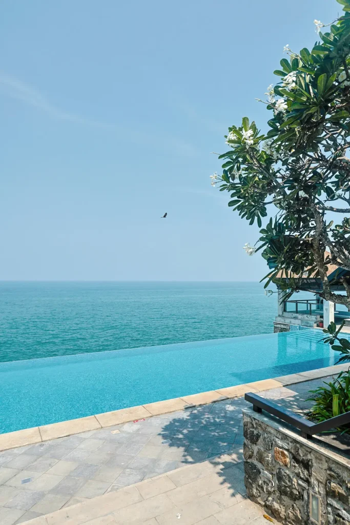 Infinity pool overlooking the ocean at a luxury resort