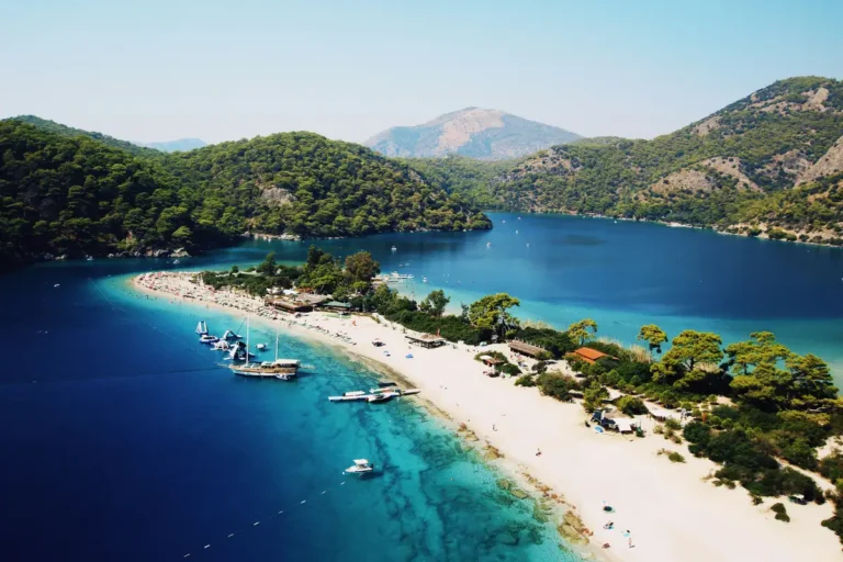 Turquoise lagoon and beach on the Turkish coast